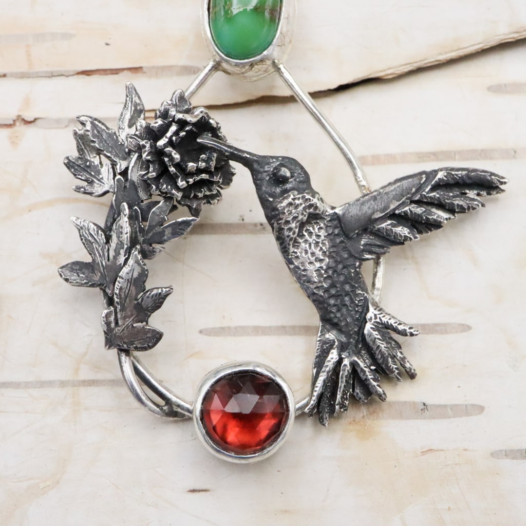 Ruby-Throated Hummingbird Earrings - Handmade Sterling Silver Dangle Earrings for Women - Perfect Gift for Bird Lovers & Nature Enthusiasts - Ideal for Weddings, Parties & Everyday Wear