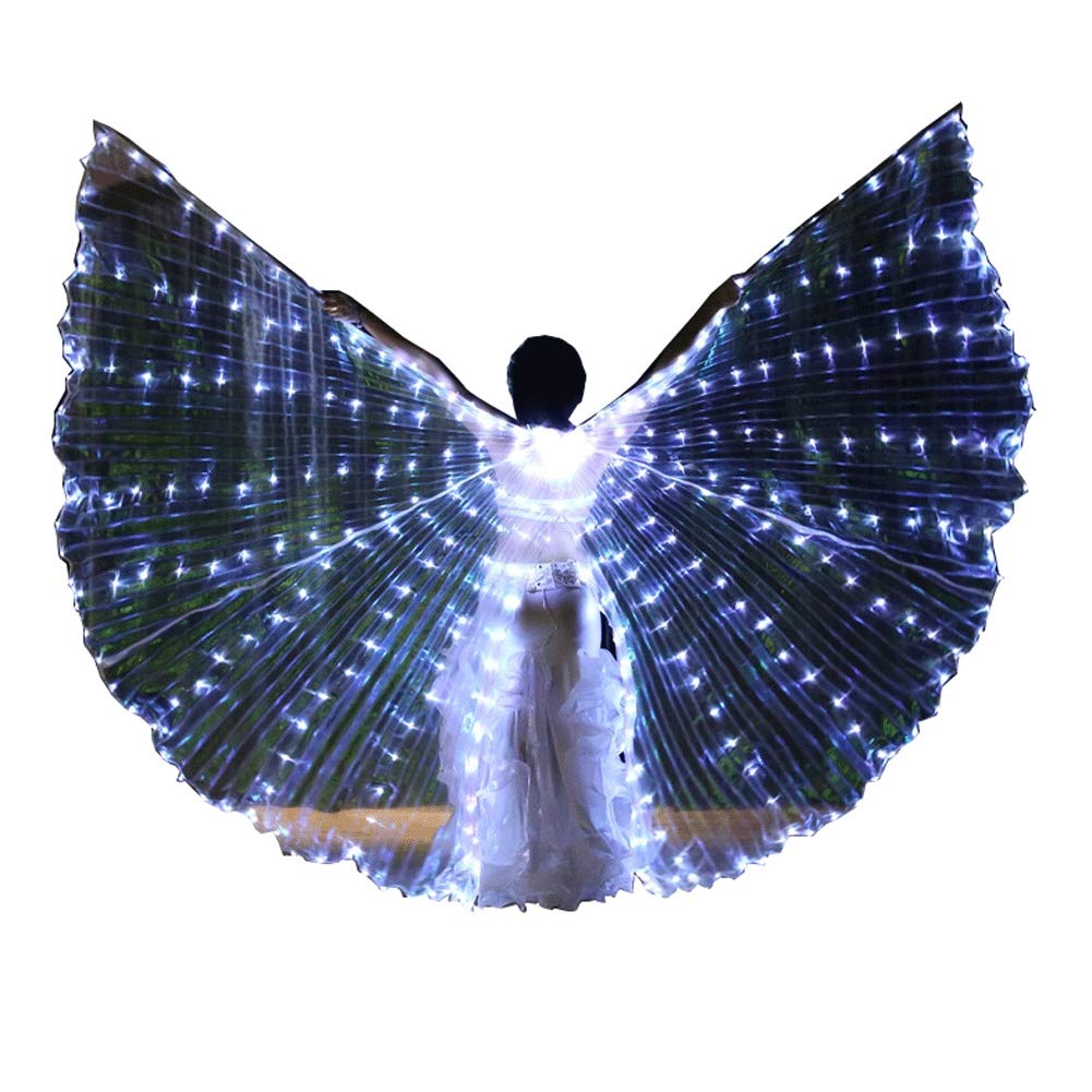 FHxr LED Belly Dance Isis Wings - Glow Angel Dance Wings with Telescopic Sticks & Flexible Rods for Adults & Kids | Perfect for Performances, Parties & Stage Shows