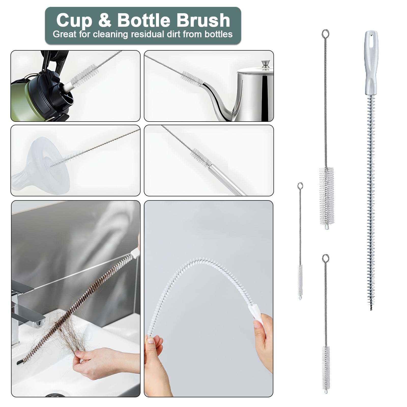 18-Piece Household Cleaning Brushes Set - Pot Brush, Window Wiper, Shoe Brush, Laundry Brush, Bottle Brush, Pipe Brush, Stove Scraper & Crevice Brush for Kitchen, Bathroom & Home Deep Cleaning