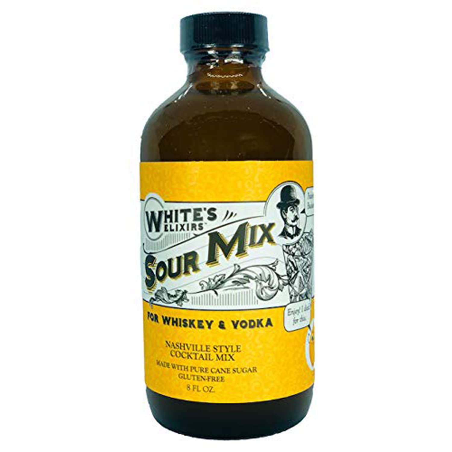 White's Elixirs Natural Cane Sugar Cocktail Mixers - 8oz Bottles (Sour Mix, 1 Pack) | Premium Bar Mix for Margaritas, Daiquiris & Cocktails | Vegan & Gluten-Free