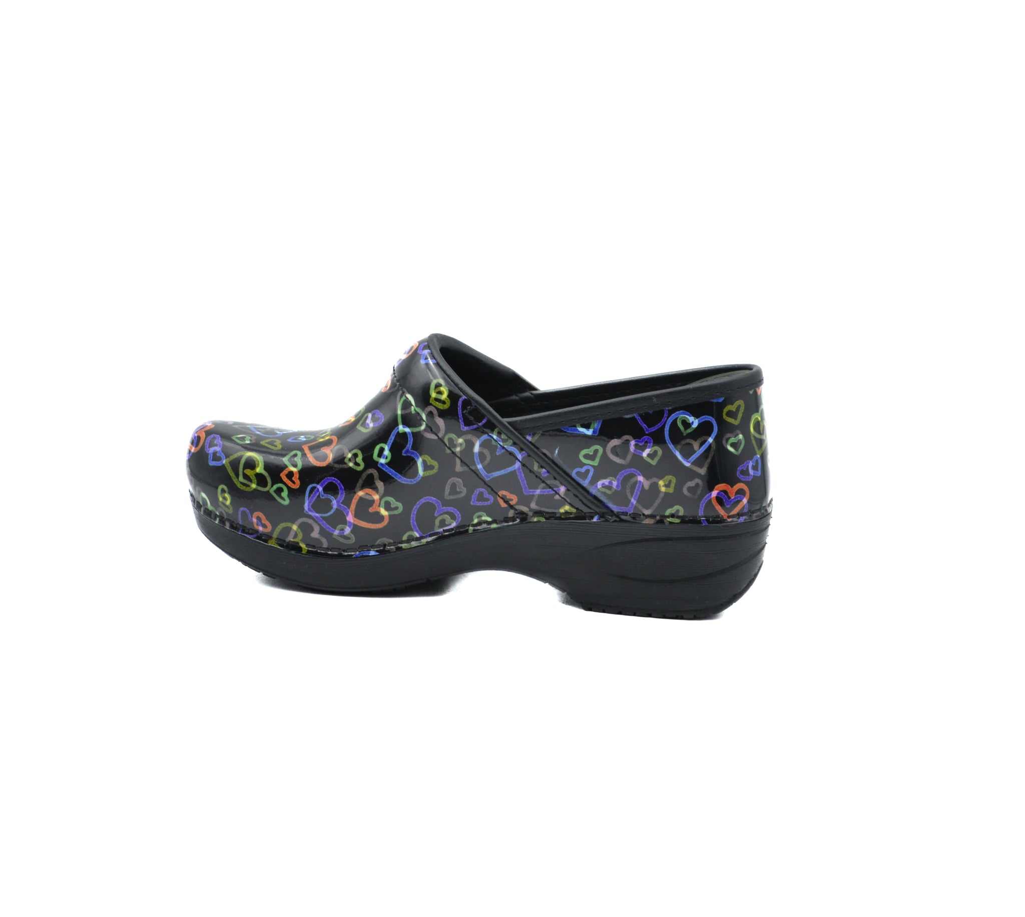 DANSKO XP 2.0 Floating Hearts Patent Leather Clogs - Comfortable Slip-Resistant Shoes for Nurses, Chefs & Healthcare Workers - Perfect for Hospital, Kitchen & Work Environments