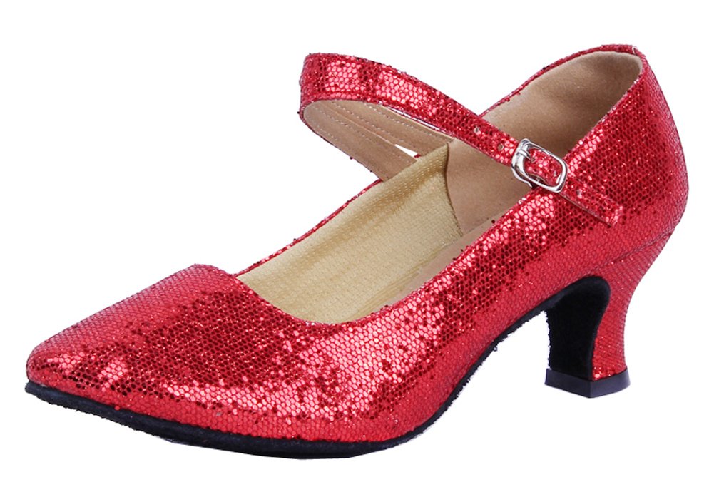 Honeystore Women's Soft Comfort Mary Jane Glitter Dance Shoes - Ballet, Jazz, Ballroom & Wedding for Girls & Ladies