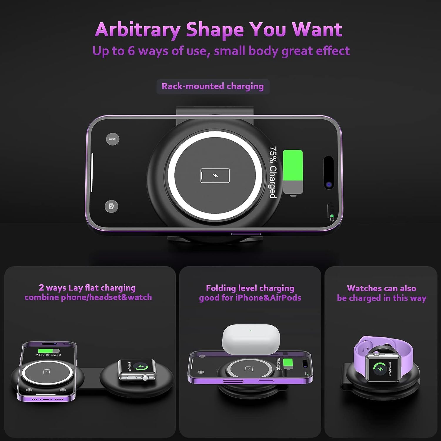 UCOMX Nano Mini Magnetic 2-in-1 Wireless Charger | Foldable Travel Charging Station for iPhone 12/13/14/15/16 Pro Max, AirPods Pro, iWatch Ultra | Fast Wireless Charger for Multiple Devices | Perfect for Home, Office & Travel Use