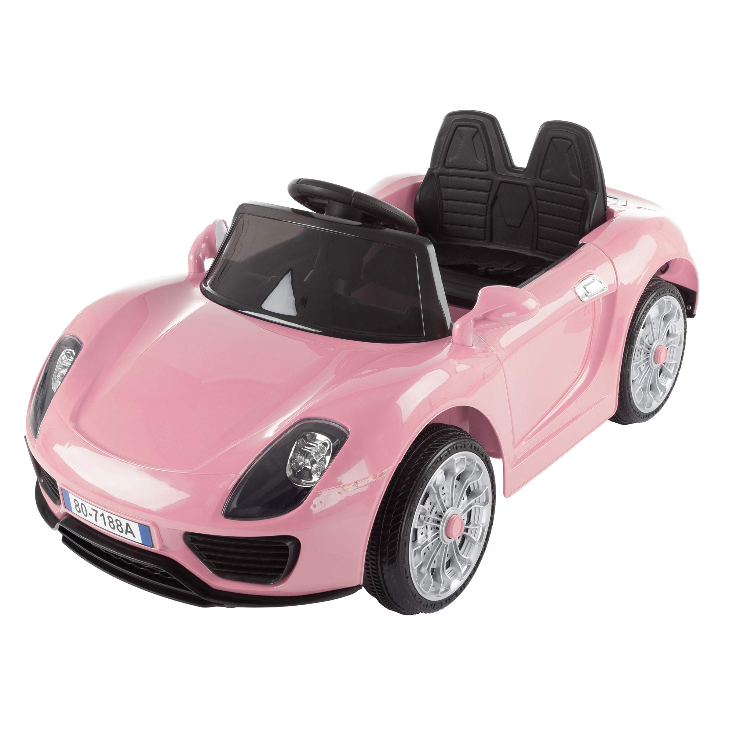 Lil' Rider Pink 6V Battery Powered Kids Ride On Car with Remote Control – Electric Sports Car Toy for Boys & Girls Ages 3-6, Features Sound, MP3 & USB – Perfect for Birthday Gifts, Indoor & Outdoor Play