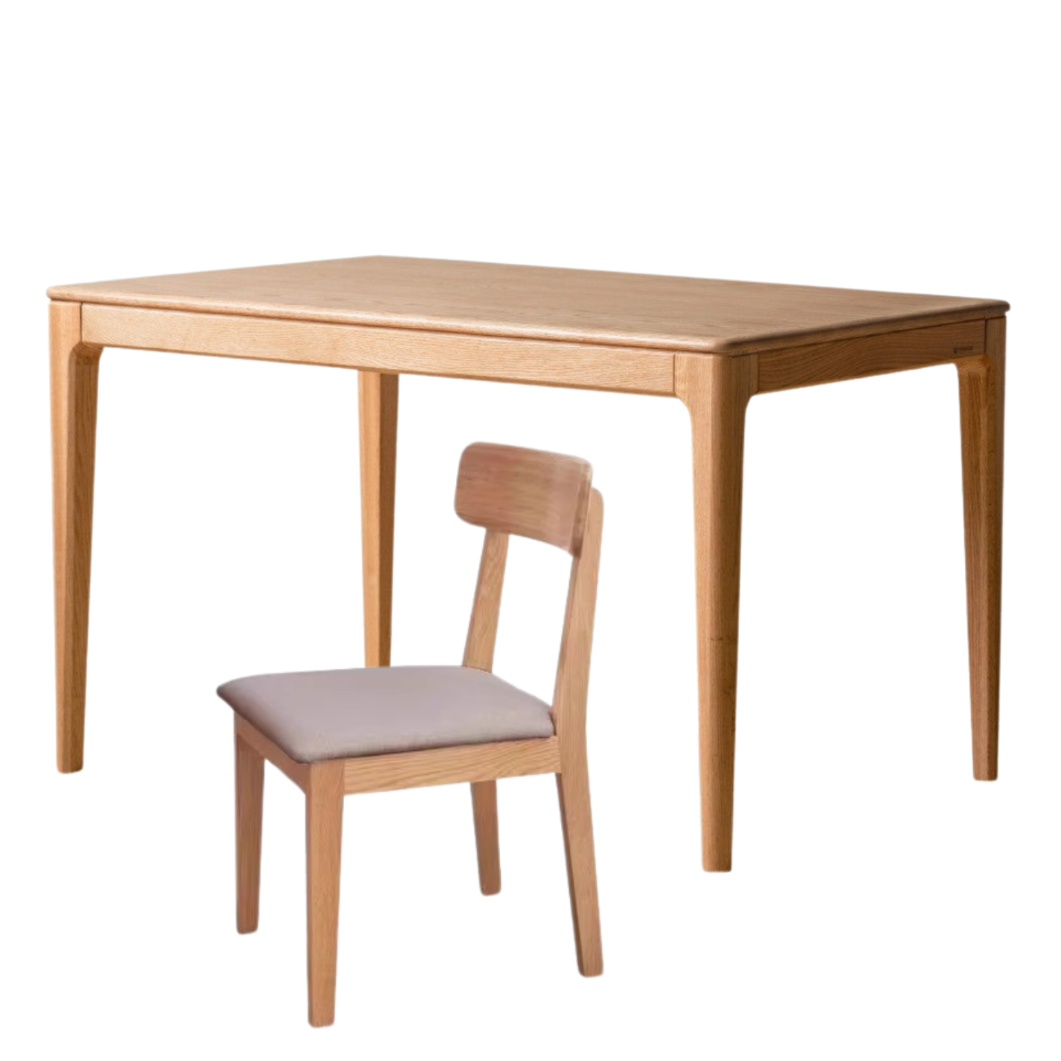 62.9x33.4x29.5 inch / 160x85x75.8 cm / natural wood color / Oak Dining table + four chairs