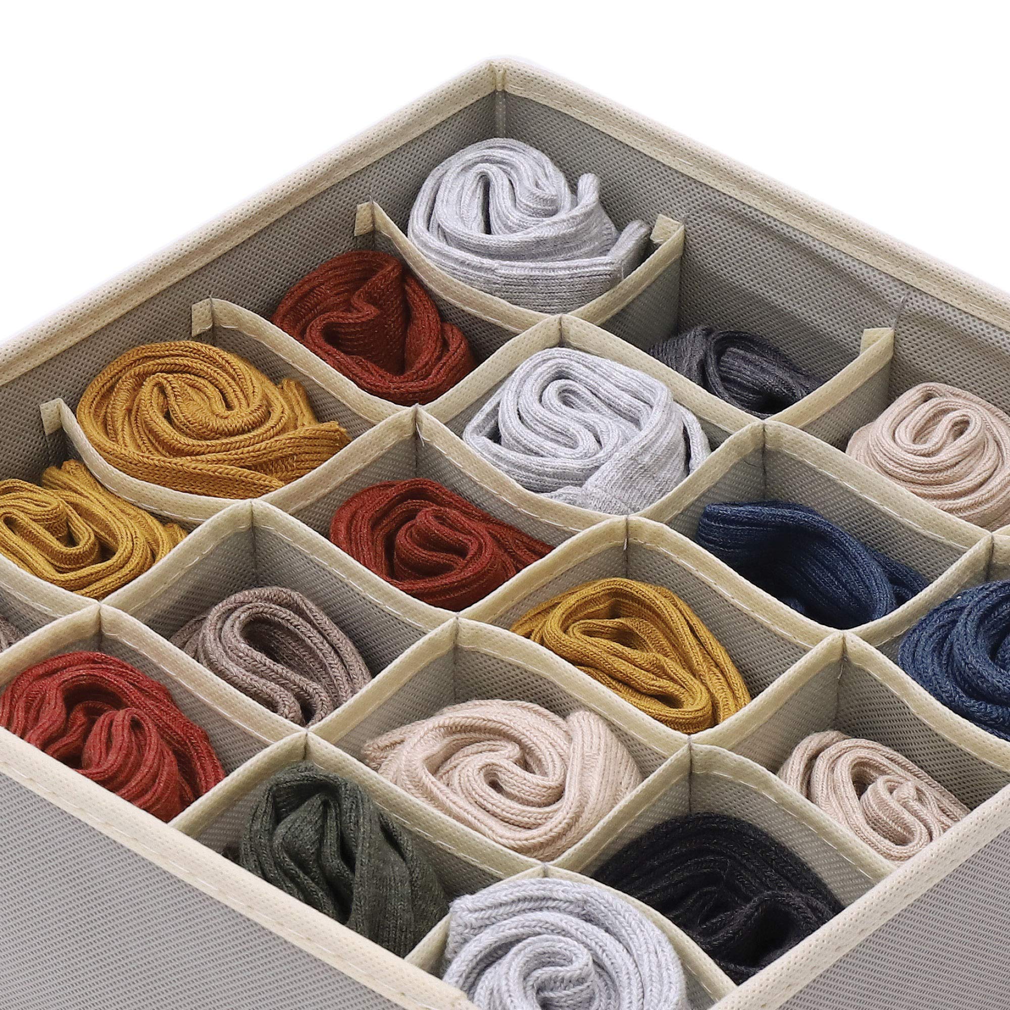 DIOMMELL 6-Pack Foldable Fabric Storage Bins - Closet Organizer for Clothes, Underwear, Bras, Socks & Lingerie - Grey Drawer Dividers & Dresser Baskets (22-2000) | Space-Saving Home & Bedroom Organization Solution