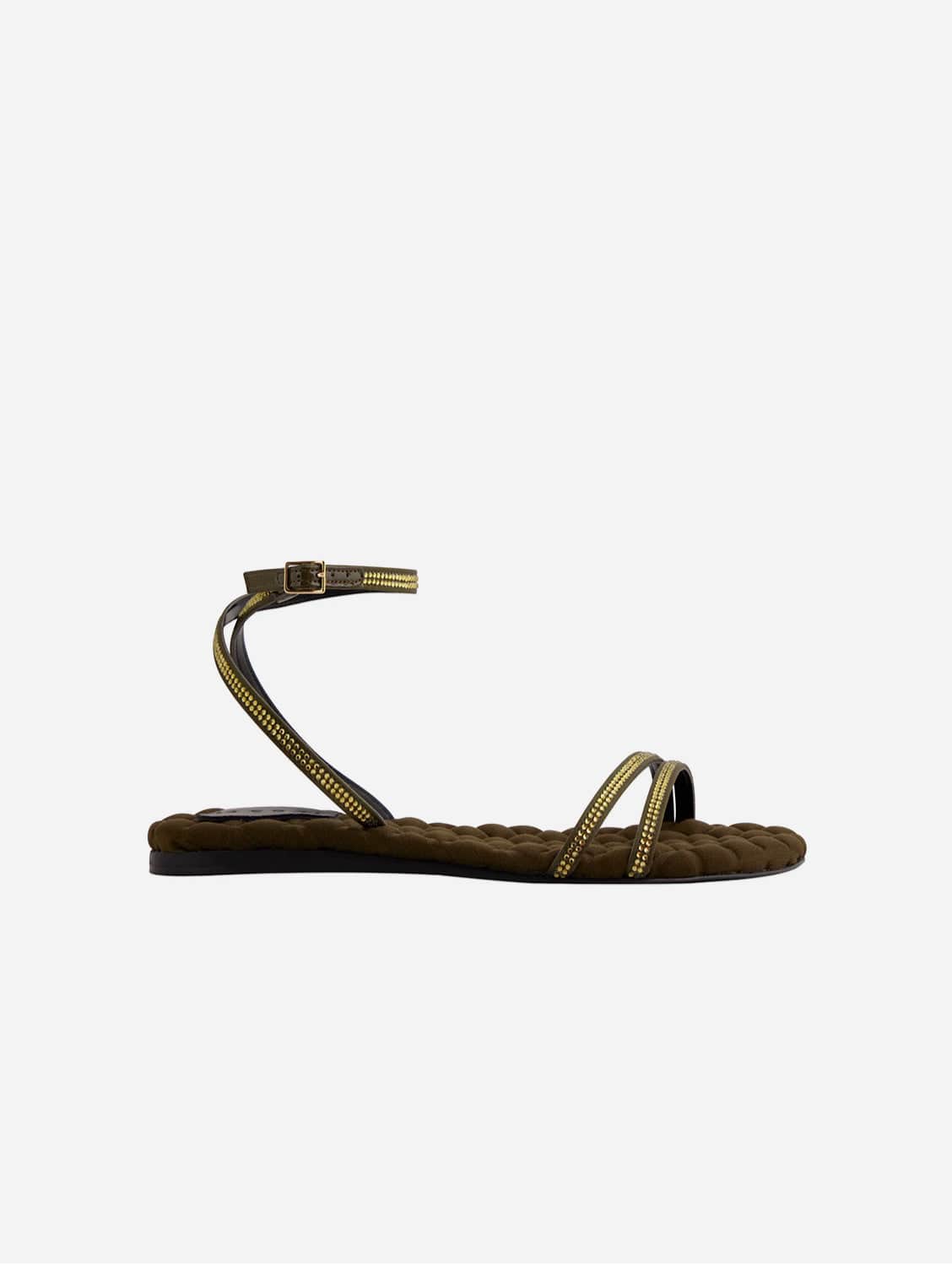 Faye Vegan Cotton Cushioned Sandals for Women - Military Crystal Comfortable Summer Slides | Perfect for Beach, Vacation, and Casual Everyday Wear