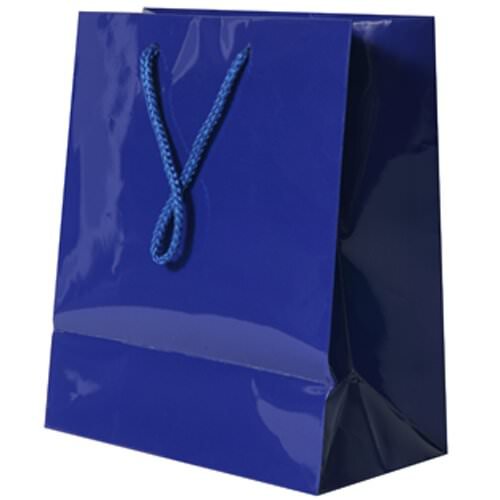 JAM Paper Glossy Blue Gift Bags with Rope Handle - Medium Size 8