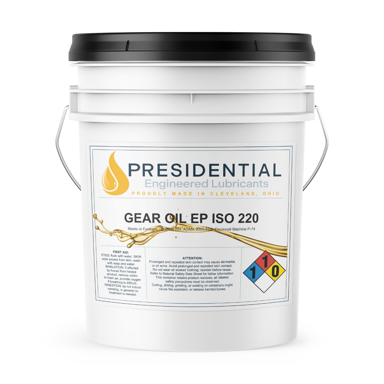EP ISO 220 Gear Oil - Extreme Pressure Industrial Lubricant for Heavy Machinery - Anti-Foam, High Film Strength, Made in USA (5 Gallon Pail) - Ideal for Manufacturing, Construction & Mining Equipment