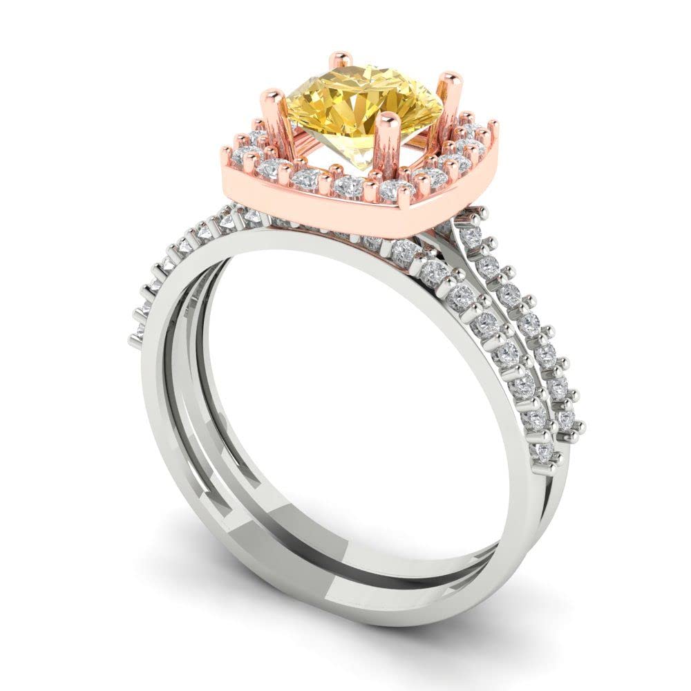 2ct Round Cut Halo Solitaire Moissanite Engagement Ring - 14k White & Rose Gold Wedding Band Set for Women | Promise, Anniversary & Bridal Jewelry Gift | Perfect for Proposals, Weddings & Special Occasions
