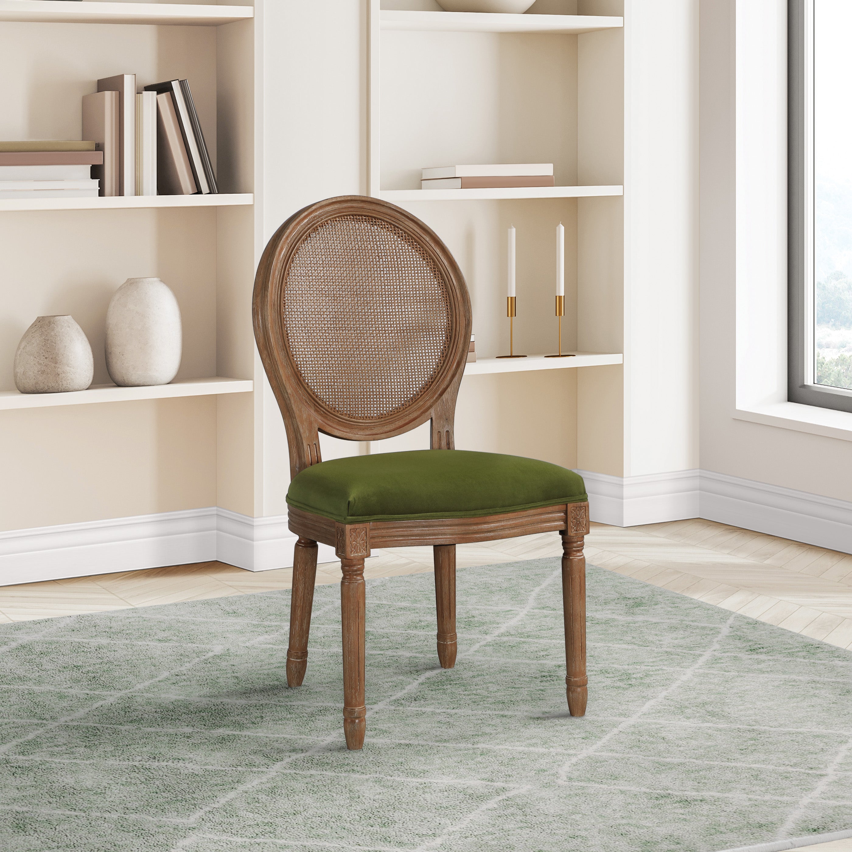 Office Star Stella Cane Back Chair - Ergonomic Office Chair with Breathable Cane Design for Home & Office Workspaces - Perfect for Desk Work, Study, and Conference Rooms