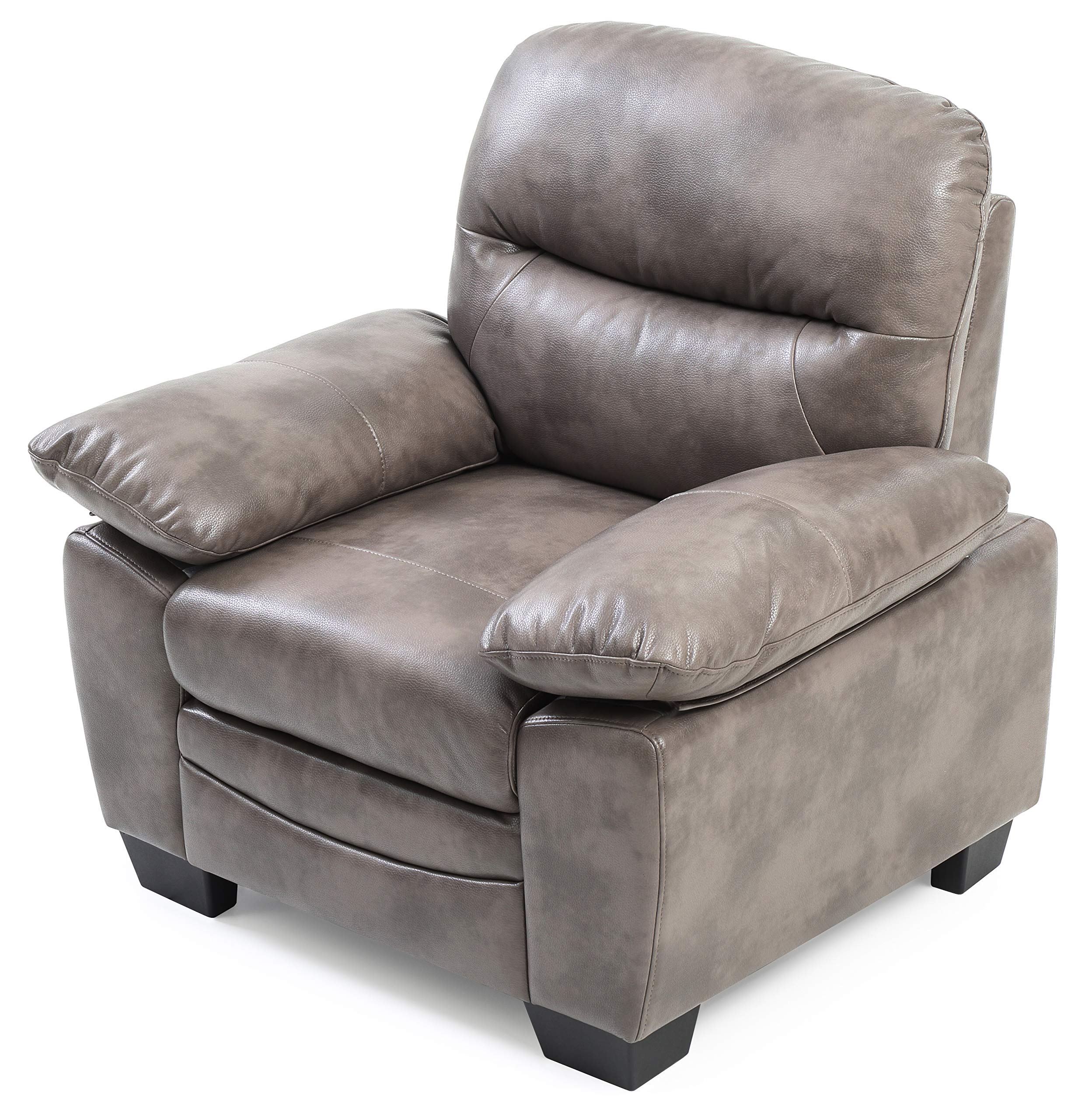 Glory Furniture Upholstered Arm Chair - Gray Faux Leather Living Room Accent Chair for Home Office, Lounge & Reading Nook