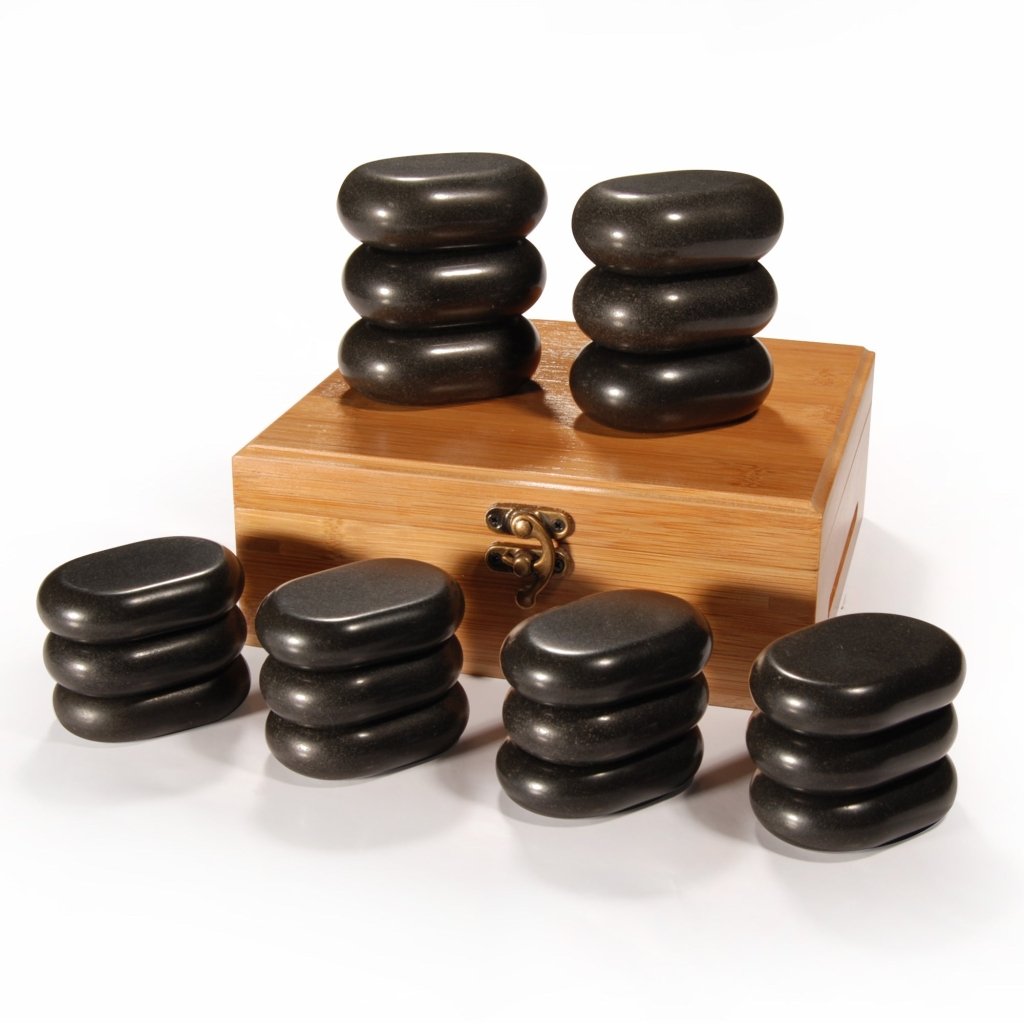 Professional 18-Piece Hot Stone Massage Kit with Basalt Rocks for Spa, Pain Relief & Relaxation - Perfect for Home & Professional Use, Healing Therapy & Stress Relief