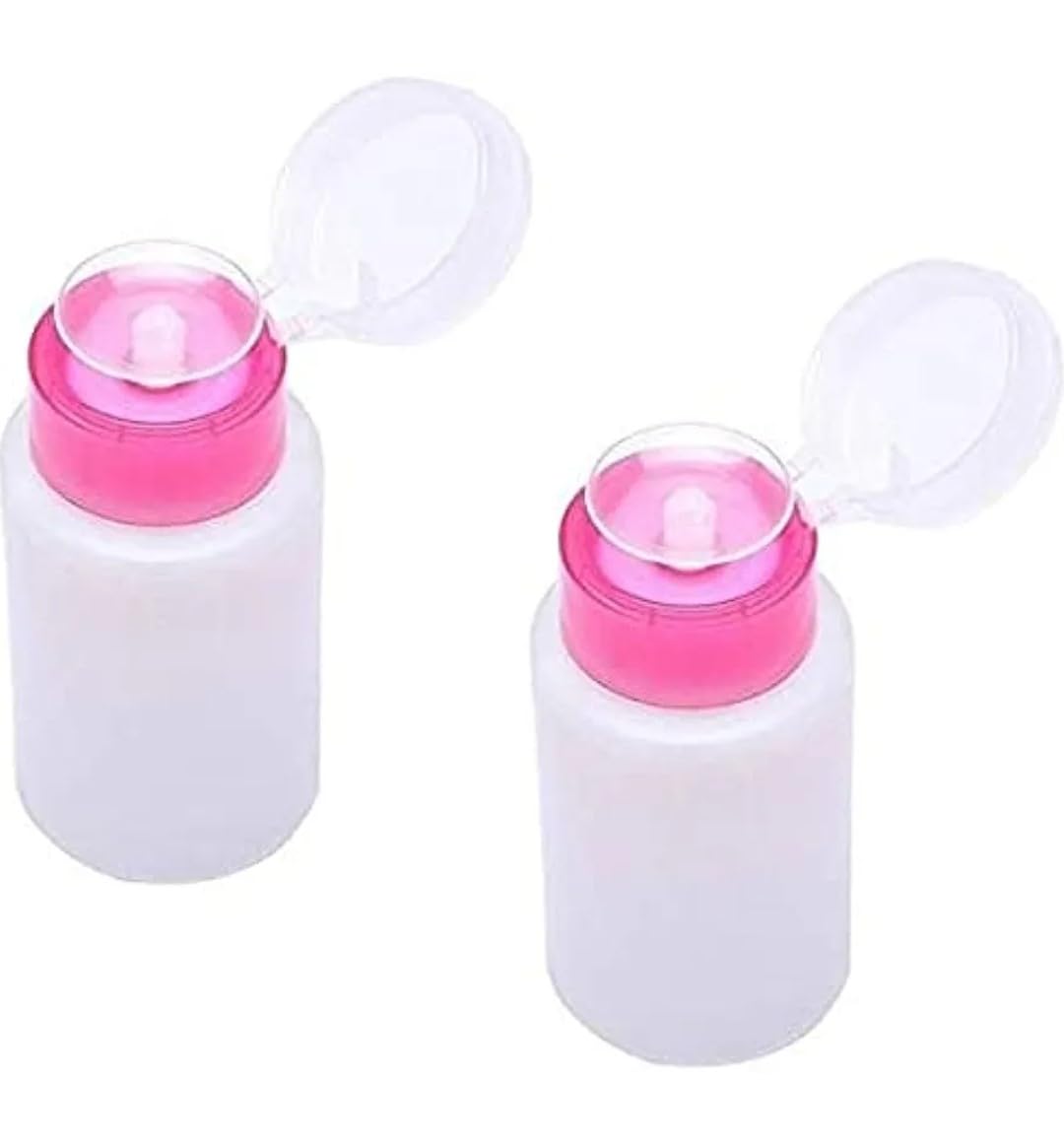 Feelhigh Lockable Acetone Pump Dispenser Bottle - Empty Push Down Nail Polish Remover Container for Salon & Home Use - Perfect for Nail Polish, Makeup Remover & Acetone Storage (2 Pack) - Ideal for Nail Salons, Home Manicures & Beauty Stations