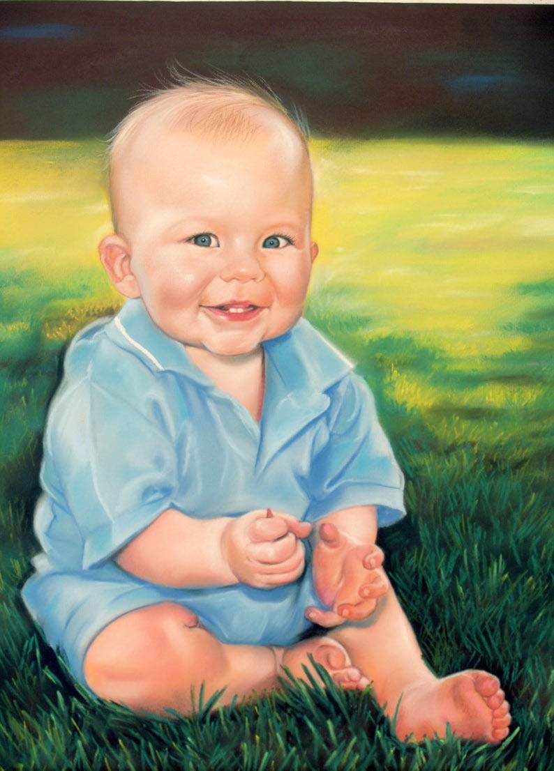 Custom Handmade Baby Portrait Painting from Photo - Nursery Wall Decor, Family Portrait, Boy Painting, Commissioned Artwork | Perfect for Gifts, Home Decor, and Baby Showers