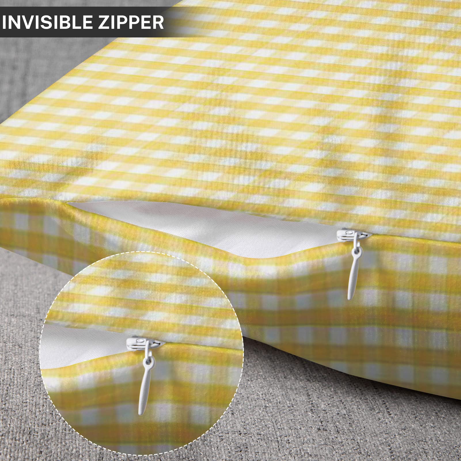 Emvency Yellow Gingham Throw Pillow Cover 18x18 Inch - Spring & Summer Home Decor, Accent Cushion Case for Living Room, Sofa, Bedroom - Square Decorative Pillow Sham