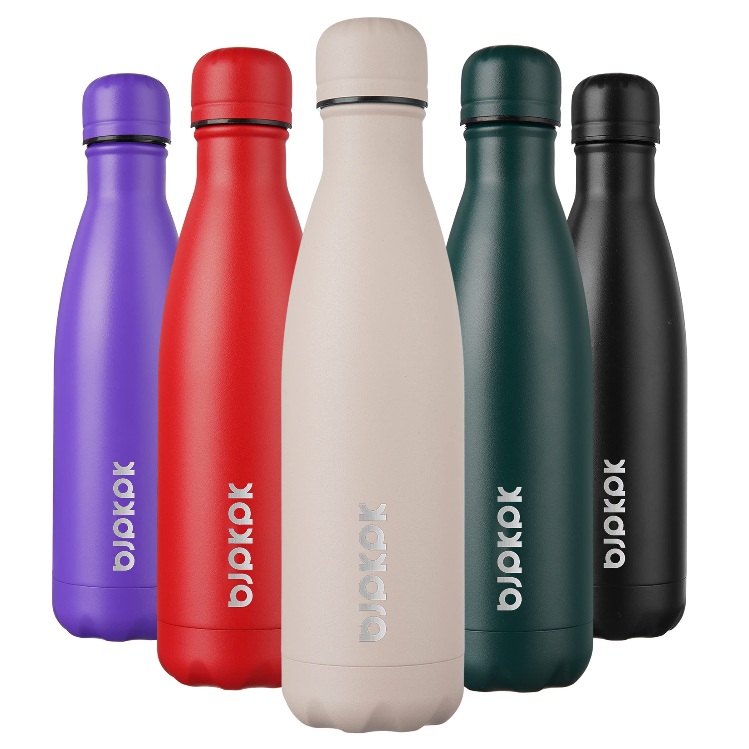 BJPKPK 17oz Insulated Stainless Steel Water Bottle - Double Wall Vacuum Flask Keeps Drinks Cold 24 Hours & Hot 12 Hours, BPA Free, Leak Proof Sport Water Bottle for Gym, Hiking, Travel & Outdoor Activities (Apricot Color)
