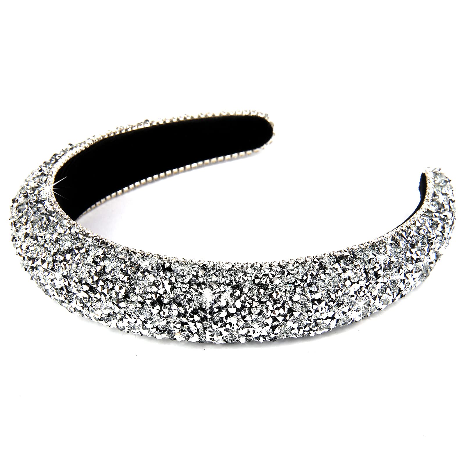 Sparkling Rhinestone Diamond Headbands for Women & Girls - Glitter Bling Silver Fashion Hair Accessories with Thick Padded Comfort | Perfect for Weddings, Parties, Prom & Everyday Wear