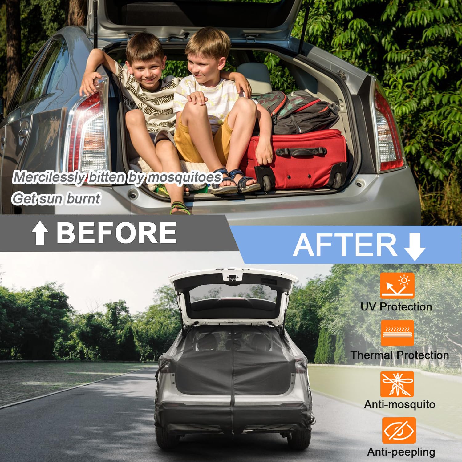 SUV MPV Car Tailgate Mosquito Net - Magnetic Mesh Screen for Car Camping, Tailgate Tent Accessories, Perfect for Outdoor Adventures and Road Trips