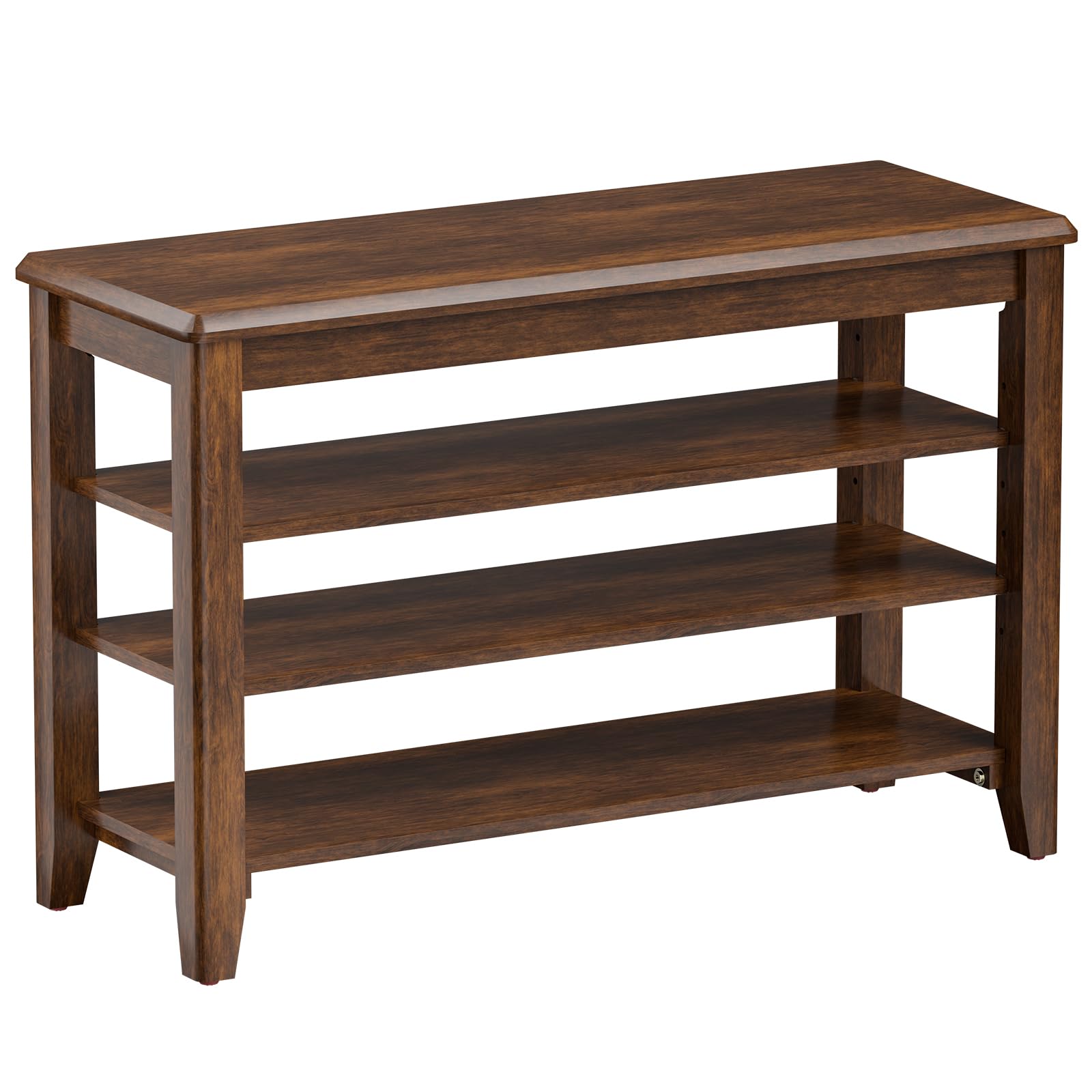 Rubberwood Shoe Bench with 3-Tier Adjustable Storage - 31.5