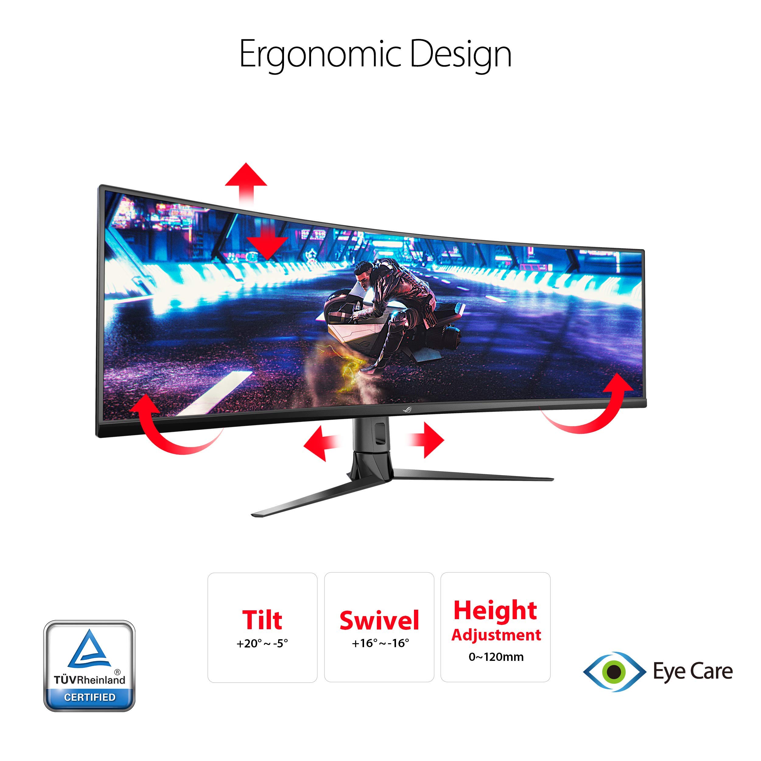 ASUS ROG Strix XG49VQ 49-Inch Curved Gaming Monitor - 144Hz, FreeSync, Dual Full HD, HDR, Eye Care, DisplayPort & HDMI (Black) - Perfect for Immersive Gaming, Productivity & Home Office Setup