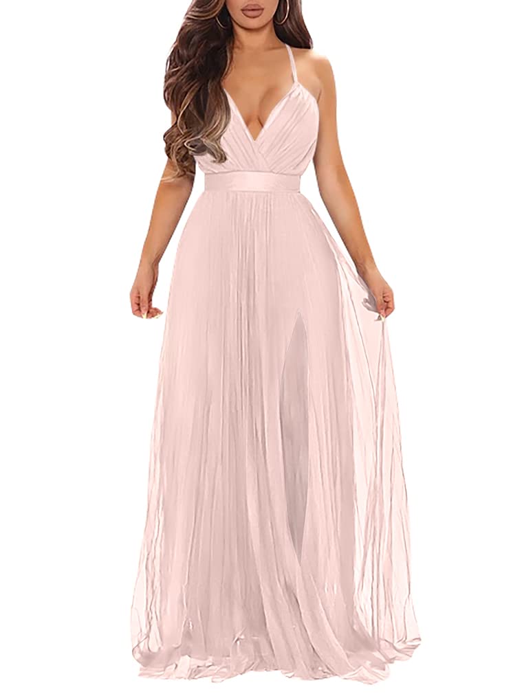 **XXTAXN Women's Sexy Deep V-Neck Slit Cocktail Dress – Elegant Formal Bridesmaid & Evening Gown for Parties, Weddings & Special Occasions**