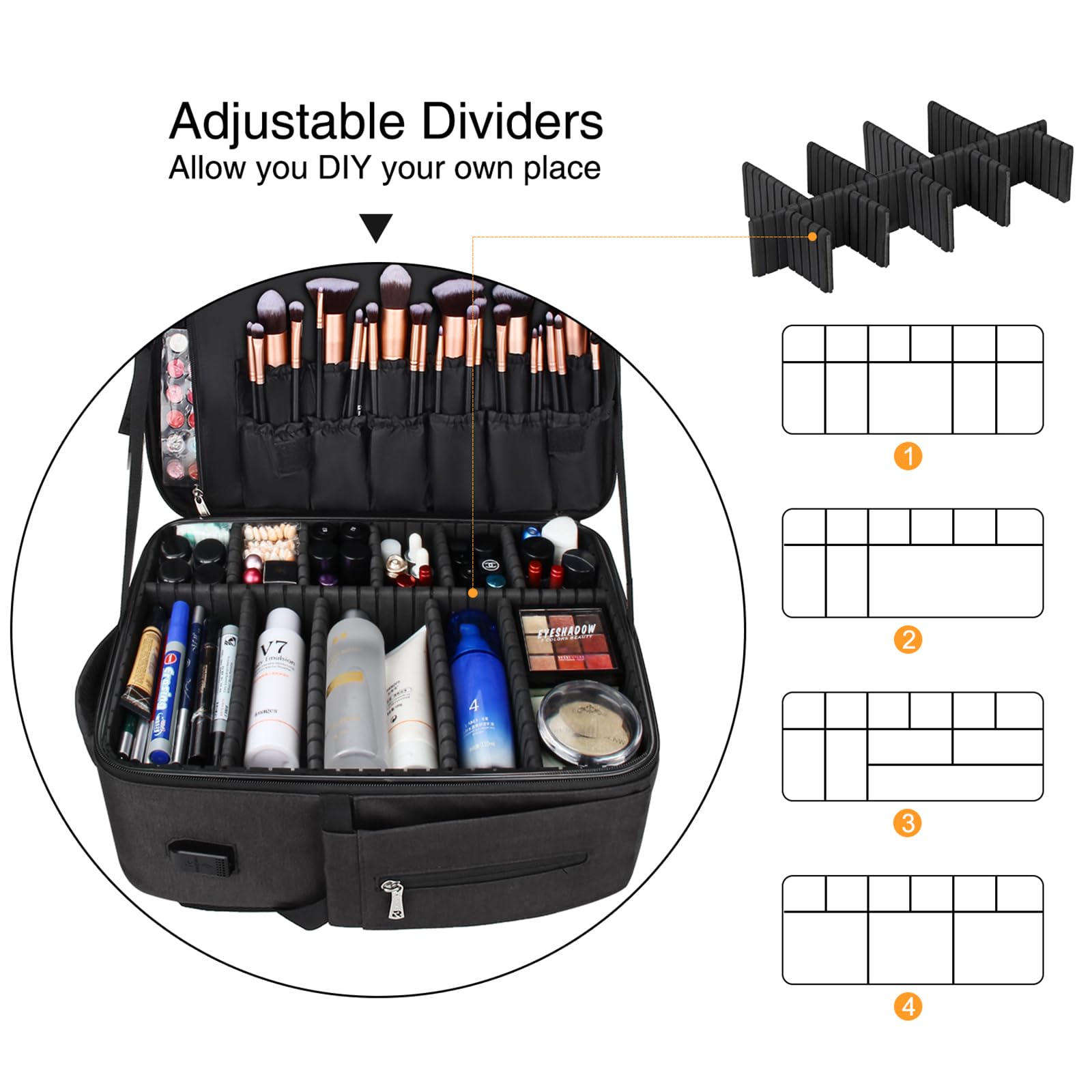 Relavel Professional Makeup Backpack with 4 Clear Cosmetic Bags - Extra Large Train Case for Makeup Artists, Waterproof Makeup Brush Organizer & Storage (Perfect for Travel, Salon & Professional Makeup Kits)