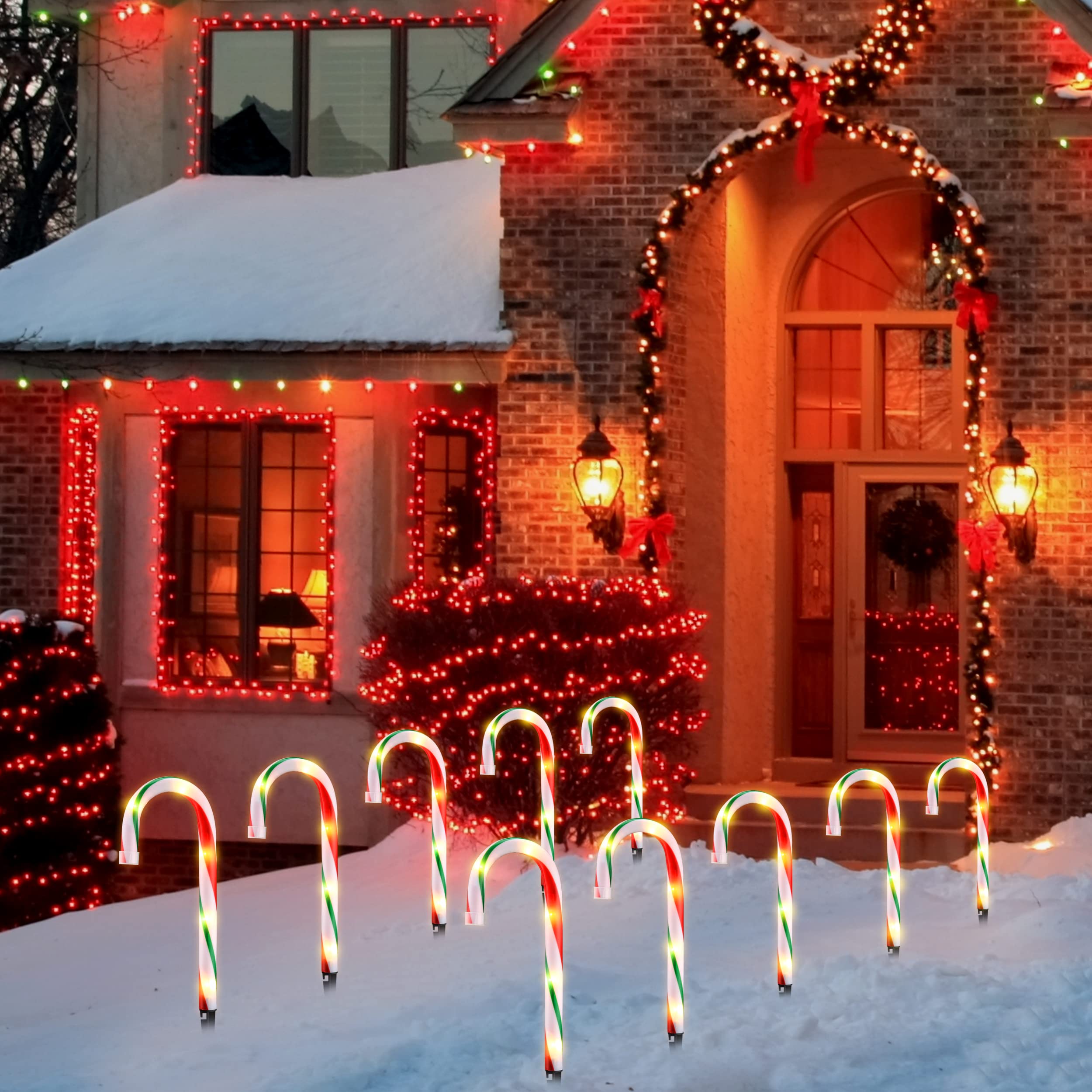 GAGALIFE 10 Pack Candy Cane Pathway Lights - 10