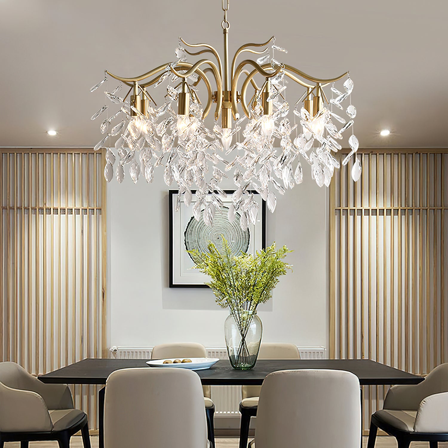 Dorale Chandelier - Modern Crystal Ceiling Light Fixture for Dining Room & Living Room | Elegant Lighting for Home Decor & Wedding Venues