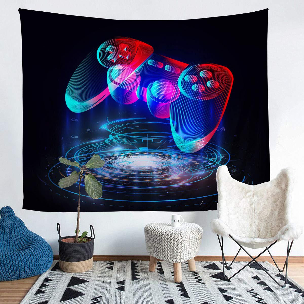 Modern Video Game Tapestry Wall Hanging - 70.9 x 92.5 Inch XL Gaming Decor for Boys, Teens & Gamers - Perfect for Bedroom, Game Room & Dorm Wall Art