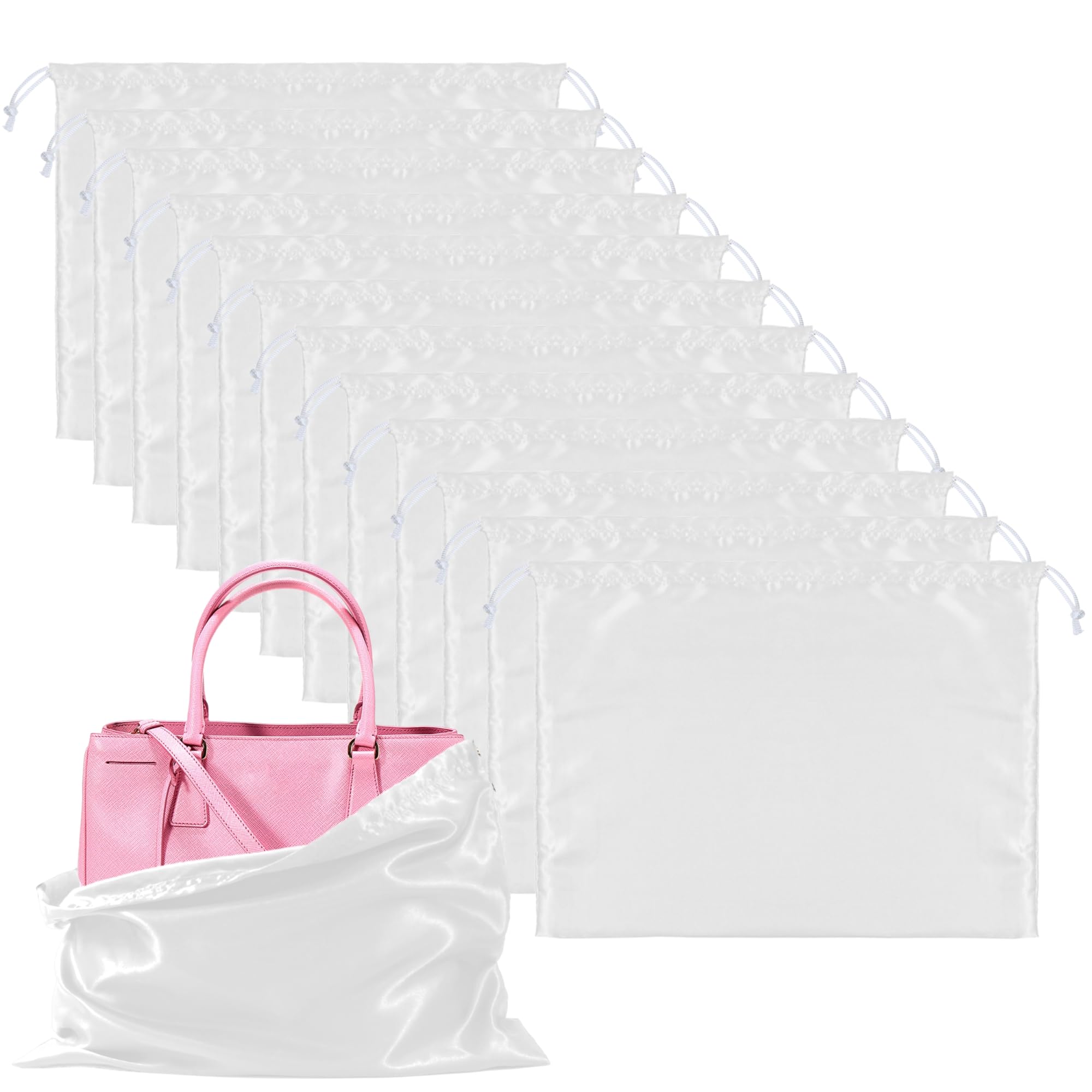 12 Pack Premium Silk Dust Bags for Handbags, Purses, Shoes & Boots - Drawstring Storage Pouches for Travel & Closet Organization - Protect Luxury Accessories from Dust & Scratches