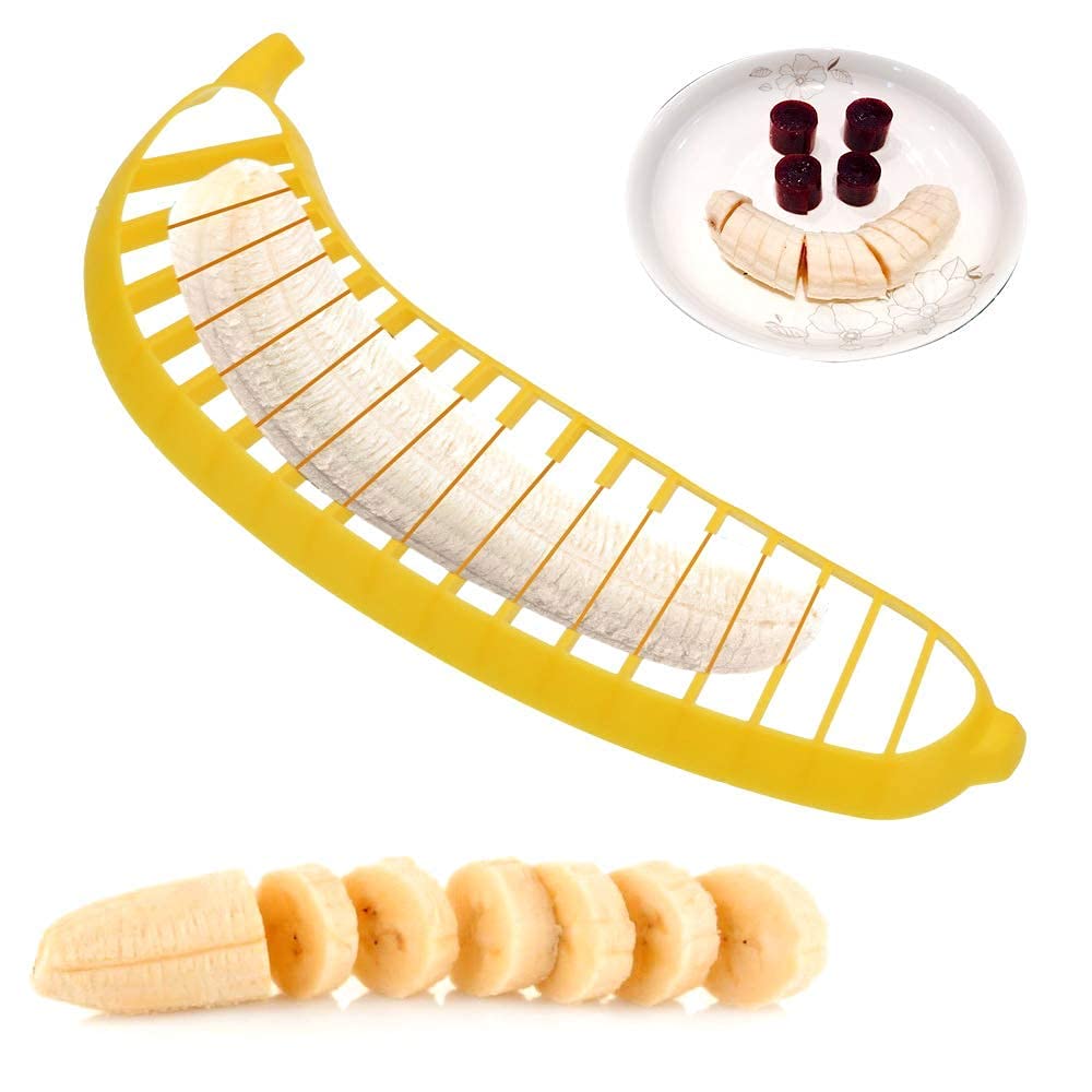 Guyuyii Banana Slicer - Quick & Safe Banana Cutter for Even Slices | Easy Kitchen Gadget for Kids & Adults | Perfect for Snacks, Fruit Salads, Desserts & Meal Prep | Ideal for Breakfast, Smoothie Bowls & Baby Food Preparation