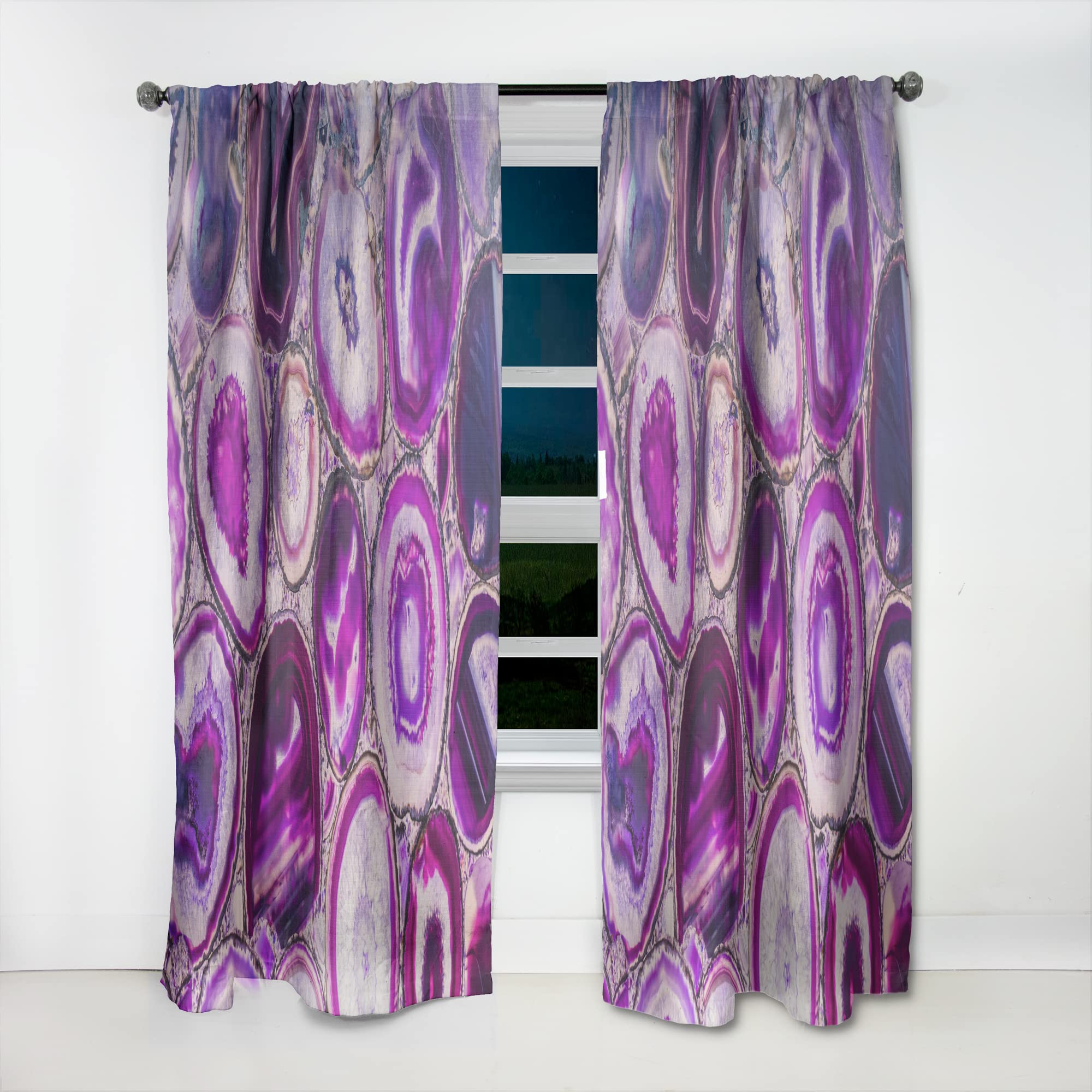 DesignQ Violet Agate Geode Thermal Insulated Curtains - Single Panel 52x63 Inch - Blackout Drapes for Bedroom & Living Room - Elegant Window Treatment for Home Decor