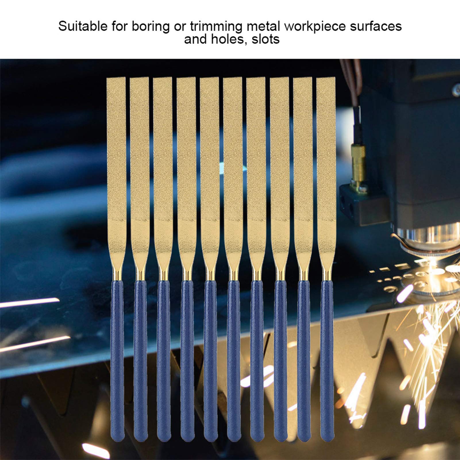 10Pcs High Wear-Resistant Flat Files - Jewelry Repair & Metalworking Tools (5×180mm) - Perfect for Die Grinder Accessories, Smoothing Metal Surfaces, Holes & Grooves - Ideal for DIY, Crafting & Professional Jewelry Making