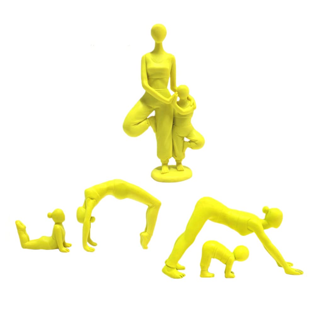 IMIKEYA 5-Piece Vintage Yoga Pose Statues - Resin Meditation Figurines for Home, Office & Car Decor | Perfect for TV Cabinets, Bookshelves & Meditation Spaces