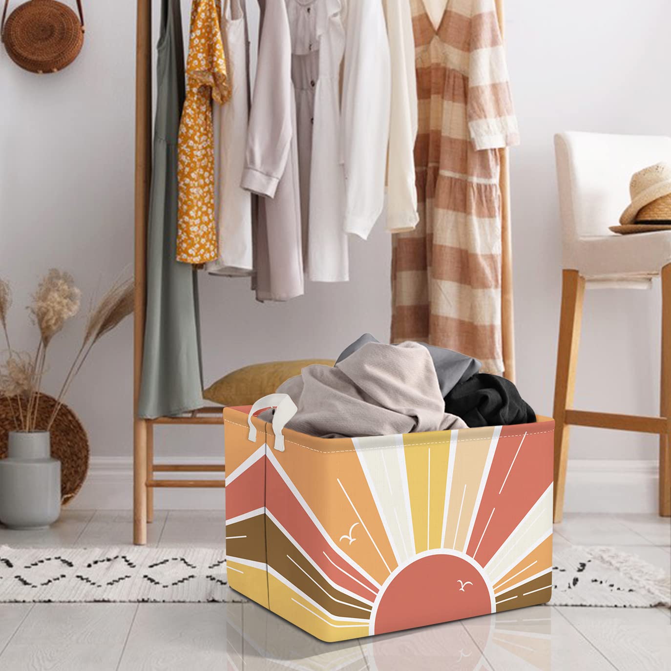 Boho Baby Girl Basket - Red Seagrass Storage Bin for Bathroom, Shower, Nursery & Kids Room | Toy Organizer, Blanket Holder, Bookshelf Decor & Gift Idea