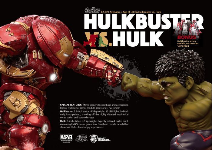 Beast Kingdom Egg Attack Marvel Avengers Age of Ultron Hulkbuster vs Hulk Collectible Statue - Perfect for Marvel Fans, Home Decor, and Superhero Display Collections