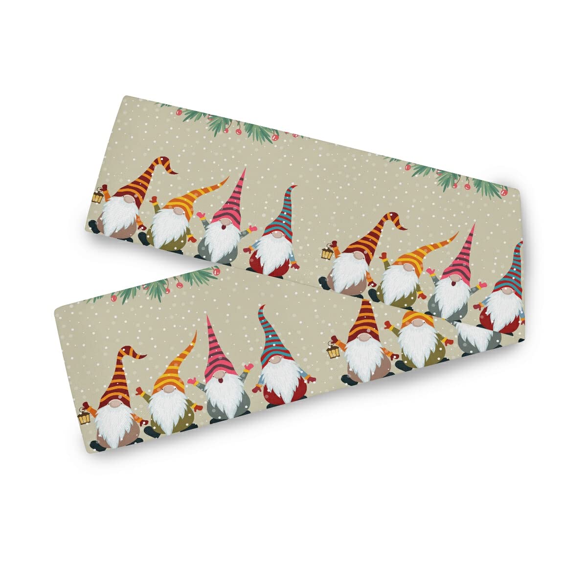 SUABO Christmas Gnomes Table Runner - Snowfall Holiday Table Decor for Christmas Party, Winter Festival & Home Decoration | Polyester Cotton Fabric | Perfect for Dining Table, Fireplace Mantel & Holiday Gatherings