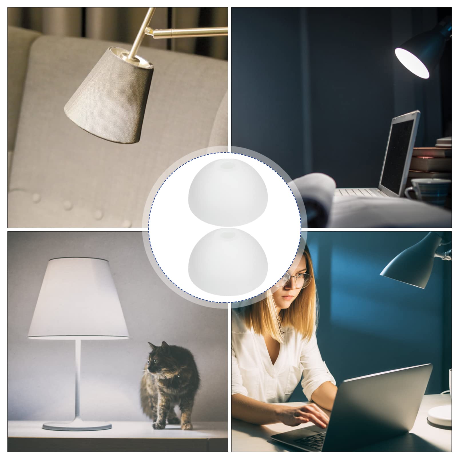 DOITOOL 2-Pack White Plastic Pendant Lamp Shades - Modern Hanging Light Covers Replacement for Ceiling Fixtures - Perfect for Dining Room, Kitchen Island & Bedroom Lighting