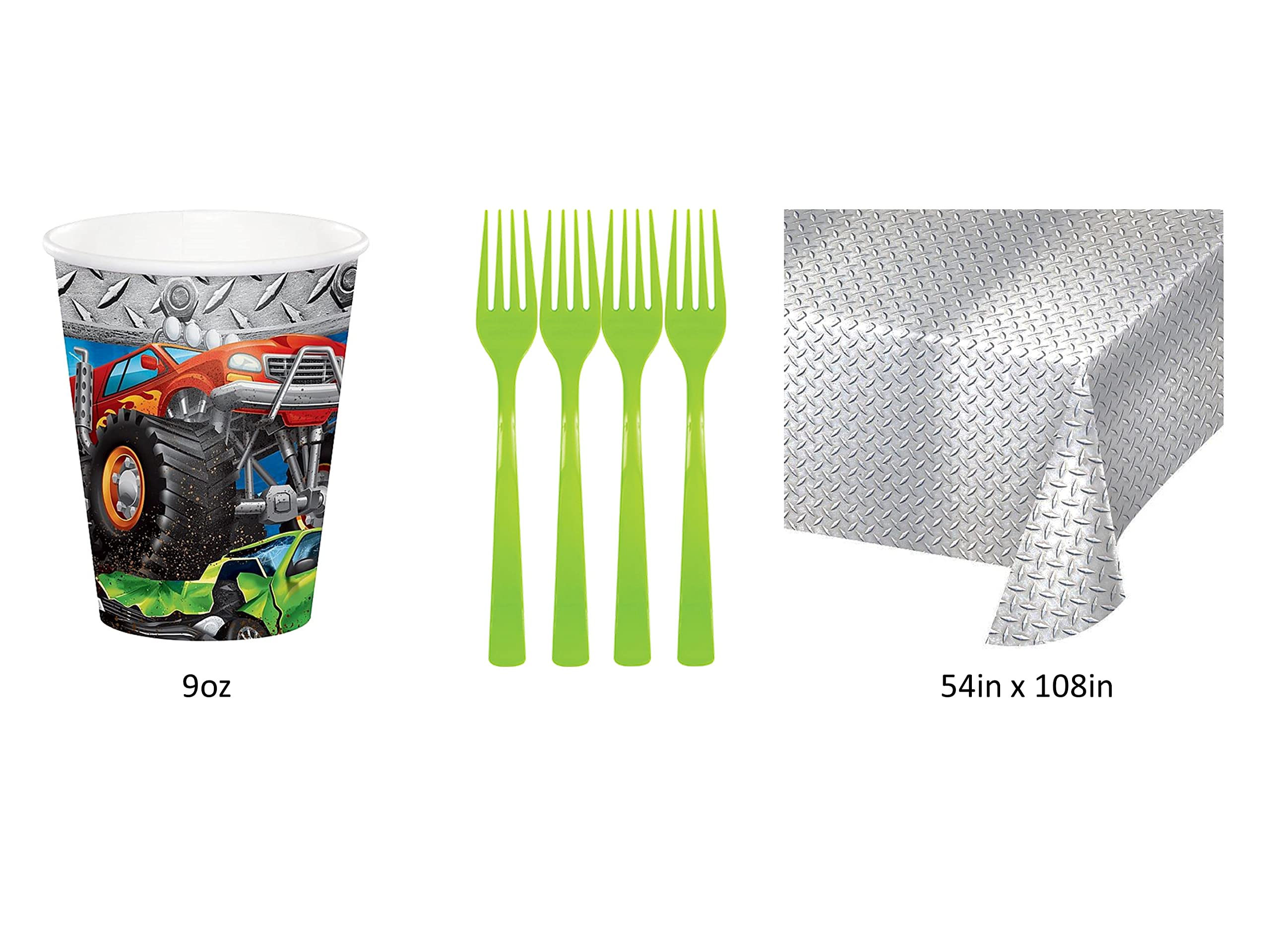Monster Truck Birthday Party Supplies Bundle - Table Set with Decorations for 16 Guests | Perfect for Kids' Birthday Parties, Themed Events & Decorations