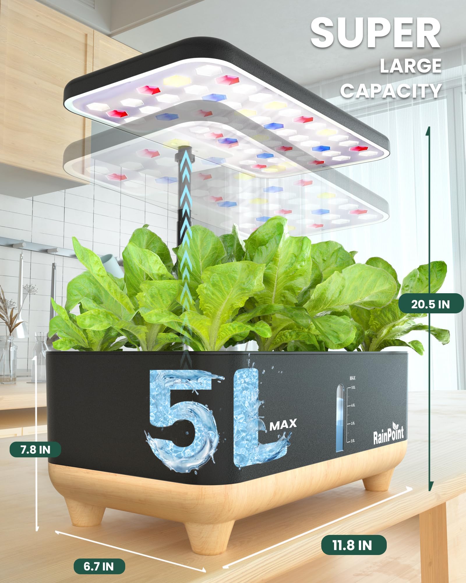 RAINPOINT 13-Pod Indoor Hydroponic Growing System - Smart Herb Garden Kit for Fresh Vegetables, Lettuce & Plants | Perfect for Kitchen, Home Gardening & Urban Farming