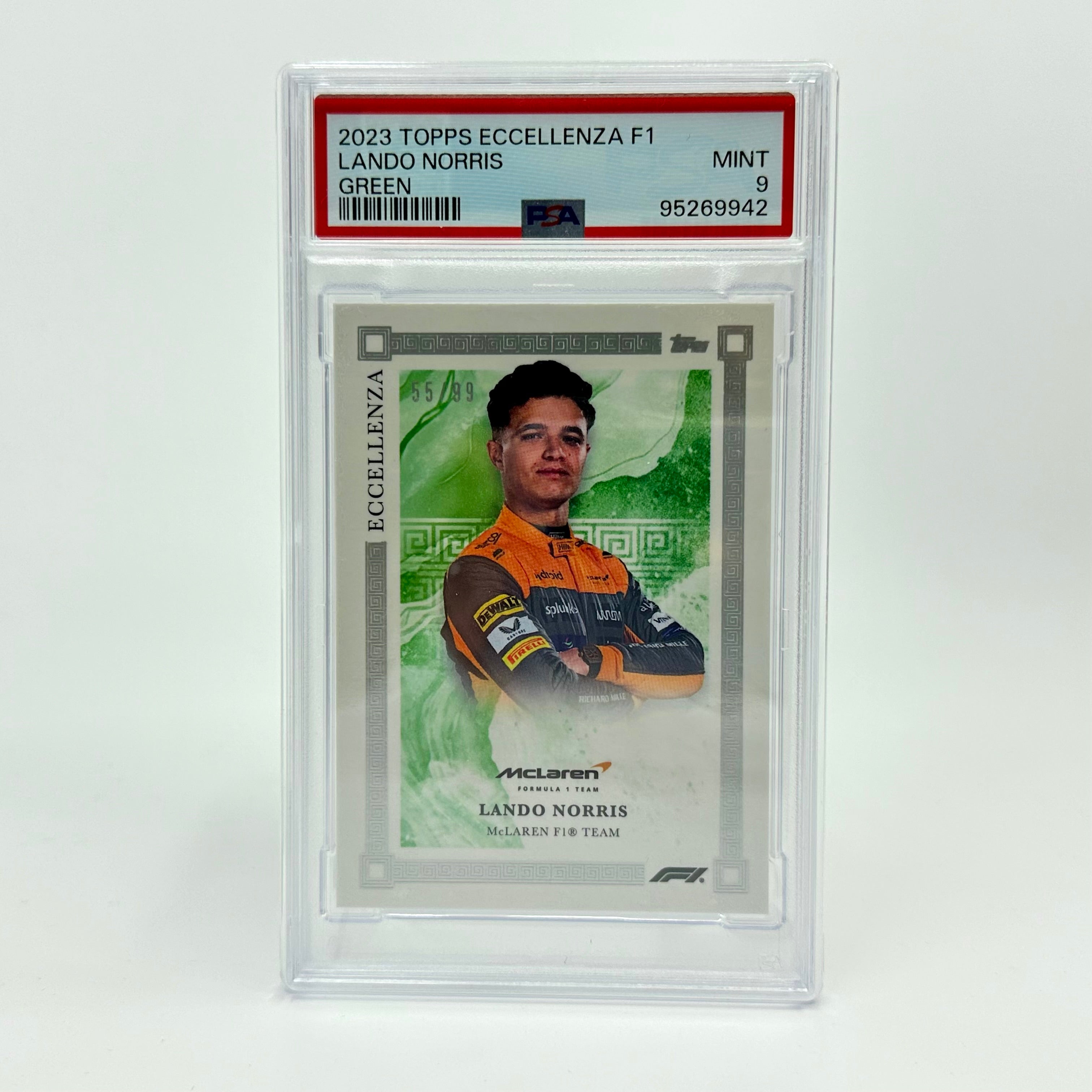 2023 Topps Eccellenza Lando Norris Green #/99 PSA 9 Graded Racing Card - Perfect for F1 Collectors, Sports Memorabilia Displays, and Investment Portfolios