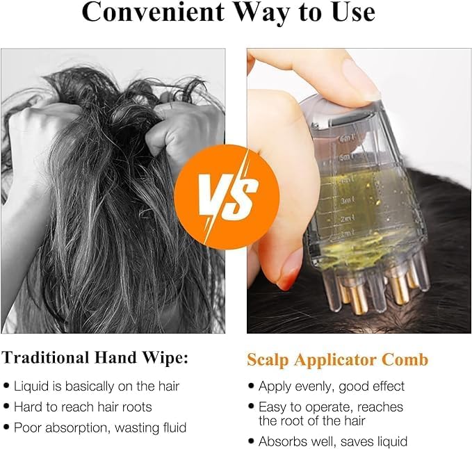 TWINZEN Hair Oil Applicator Comb - Anti-Leak Scalp Massager Brush for Hair Growth & Anti-Hair Loss Treatment | Perfect for At-Home Hair Care, Salon Treatments & DIY Scalp Oil Application (10 Grams)