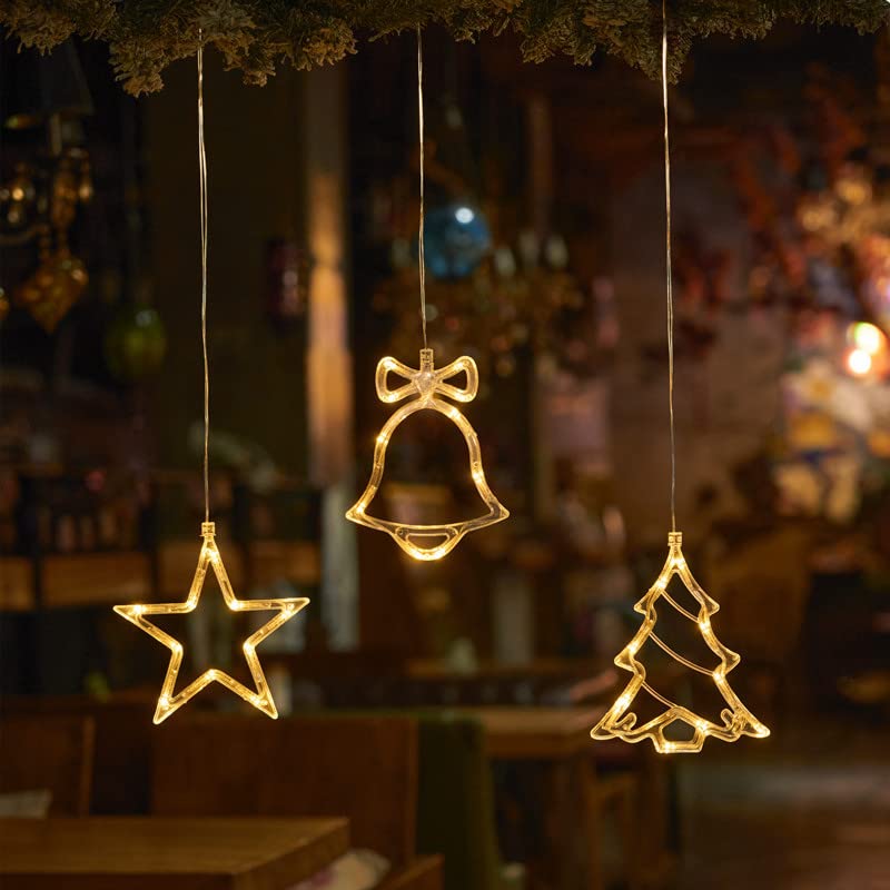 3 Pack Christmas Window Star Lights - Battery Operated Indoor/Outdoor Decor with 8 Lighting Modes (Warm White) for Holiday, Porch, Party & Home Decoration