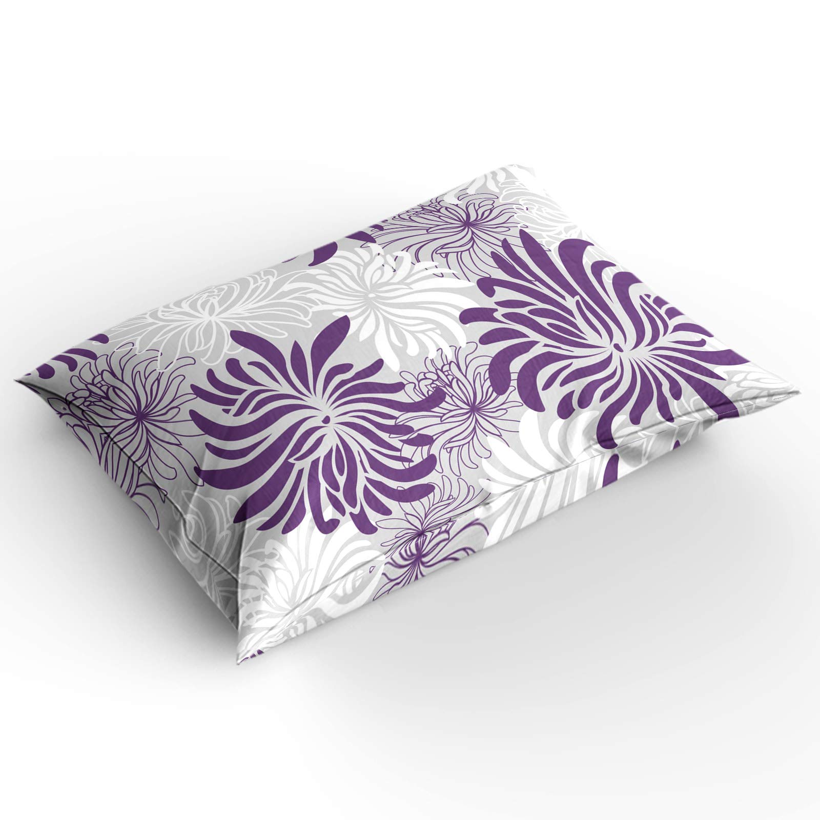 Soft Purple Flower Chrysanthemum Zipper Duvet Cover Set - Full Size Comforter Cover with Twill Plush Bed Sheets for Girls & Boys | Cozy Bedroom Decor for Kids & Teens
