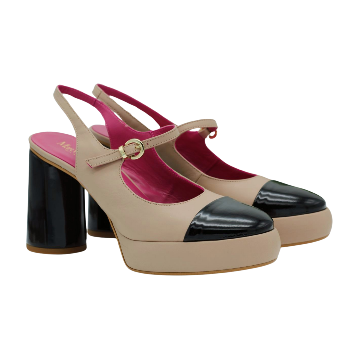 MARCO MOREO KAY Camel Black Mary Jane Shoes for Women - Comfortable & Stylish Flats for Work, Office, and Casual Wear