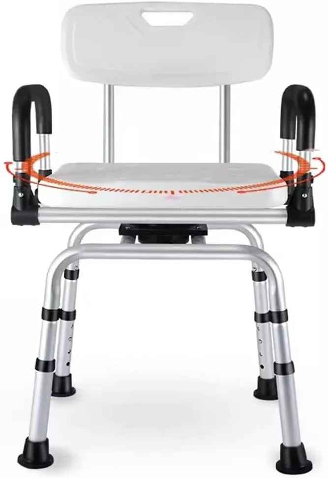 CalCare Aluminum 360 Swivel Shower Chair - Lightweight Adjustable Bath Seat for Elderly, Disabled & Seniors - Non-Slip Safety Shower Stool for Bathroom & Spa Use