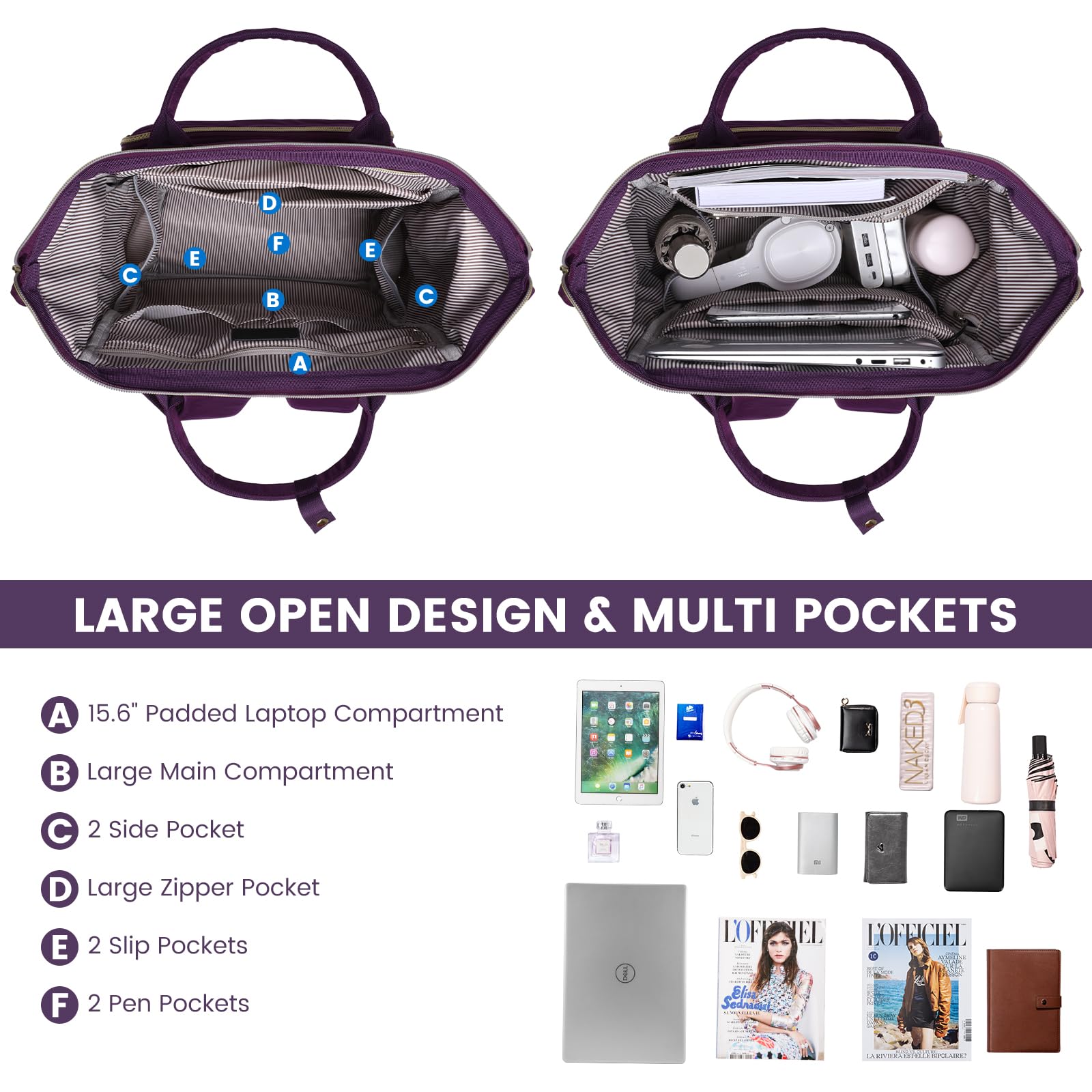 LOVEVOOK Women's 17 Inch Laptop Backpack - Waterproof Work & Travel Backpack for Teachers, Nurses, Commuters & College Students | Perfect for Office, School, Daily Commute & Business Trips