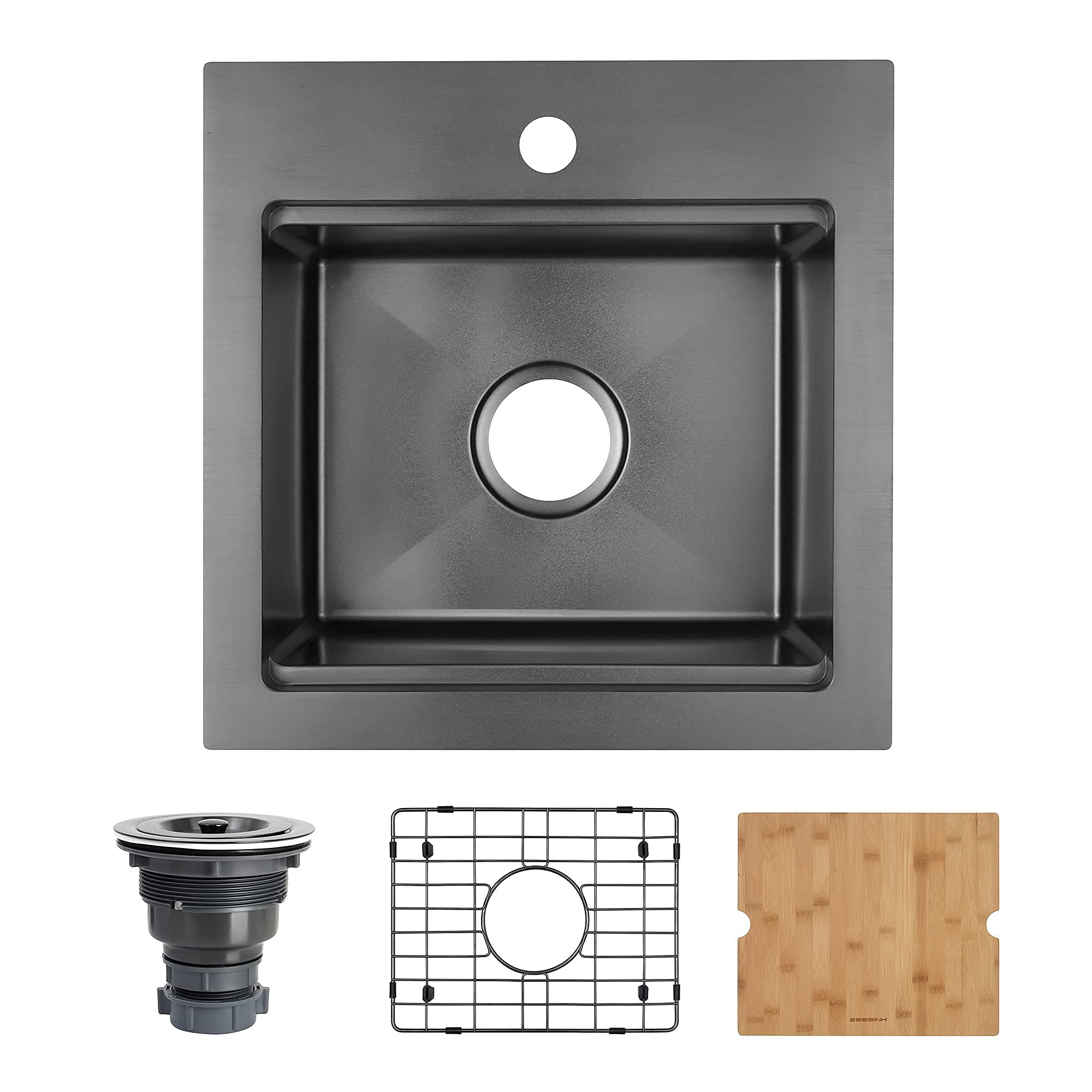 Zeesink 17 Inch Drop-in Bar Sink - Small RV & Wet Bar Sink for Kitchen Prep - Black Stainless Steel - Perfect for Home Bars, RV Kitchens & Compact Spaces