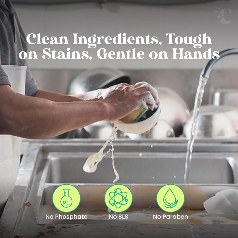 Cleevo Plant-Based Organic Dishwashing Liquid Gel - 1 Liter Refill Pack | Natural & Eco-Friendly Dish Soap for Tough Grease, Oil Stains & Burnt Food Residues | Vegan, Cruelty-Free, Pet & Child Safe | Lime Scent | Perfect for Daily Kitchen Cleaning, Hand Washing Dishes & Environmentally Conscious Homes